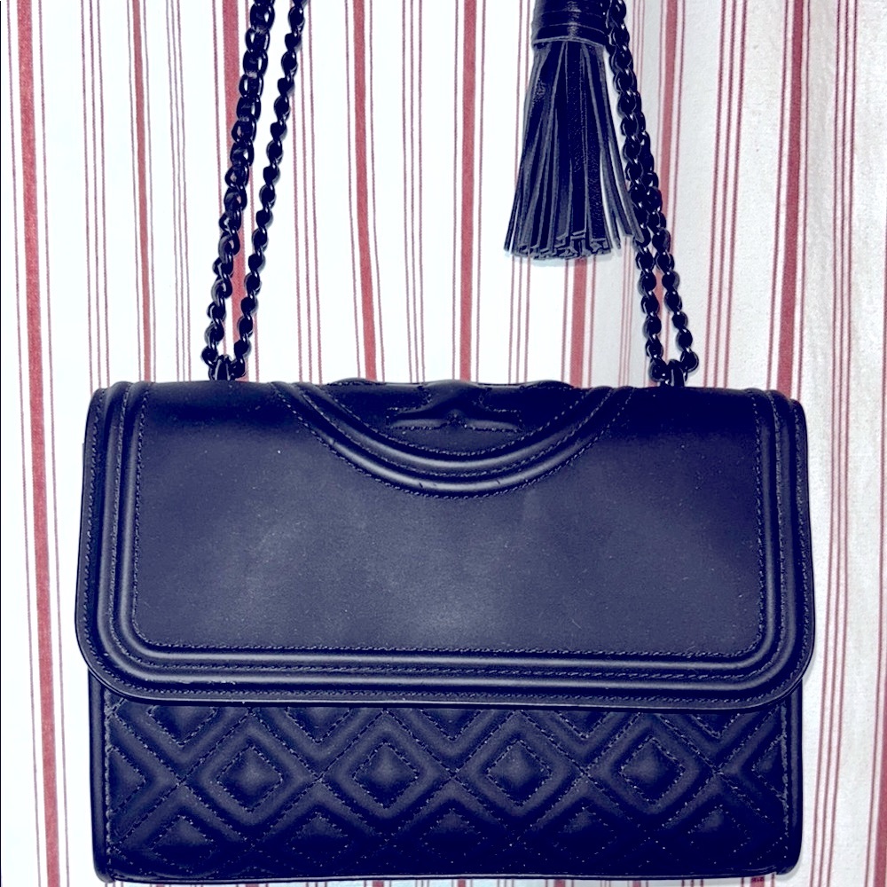 Elegant Tory Burch Fleming  Black Handbag - Picture 2 of 7